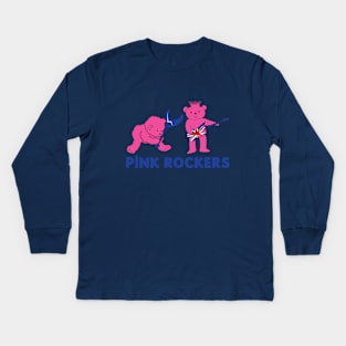 Pink Rockers Bear Punk Rockers Air Guitar Union Jack Flag Kids Long Sleeve T-Shirt